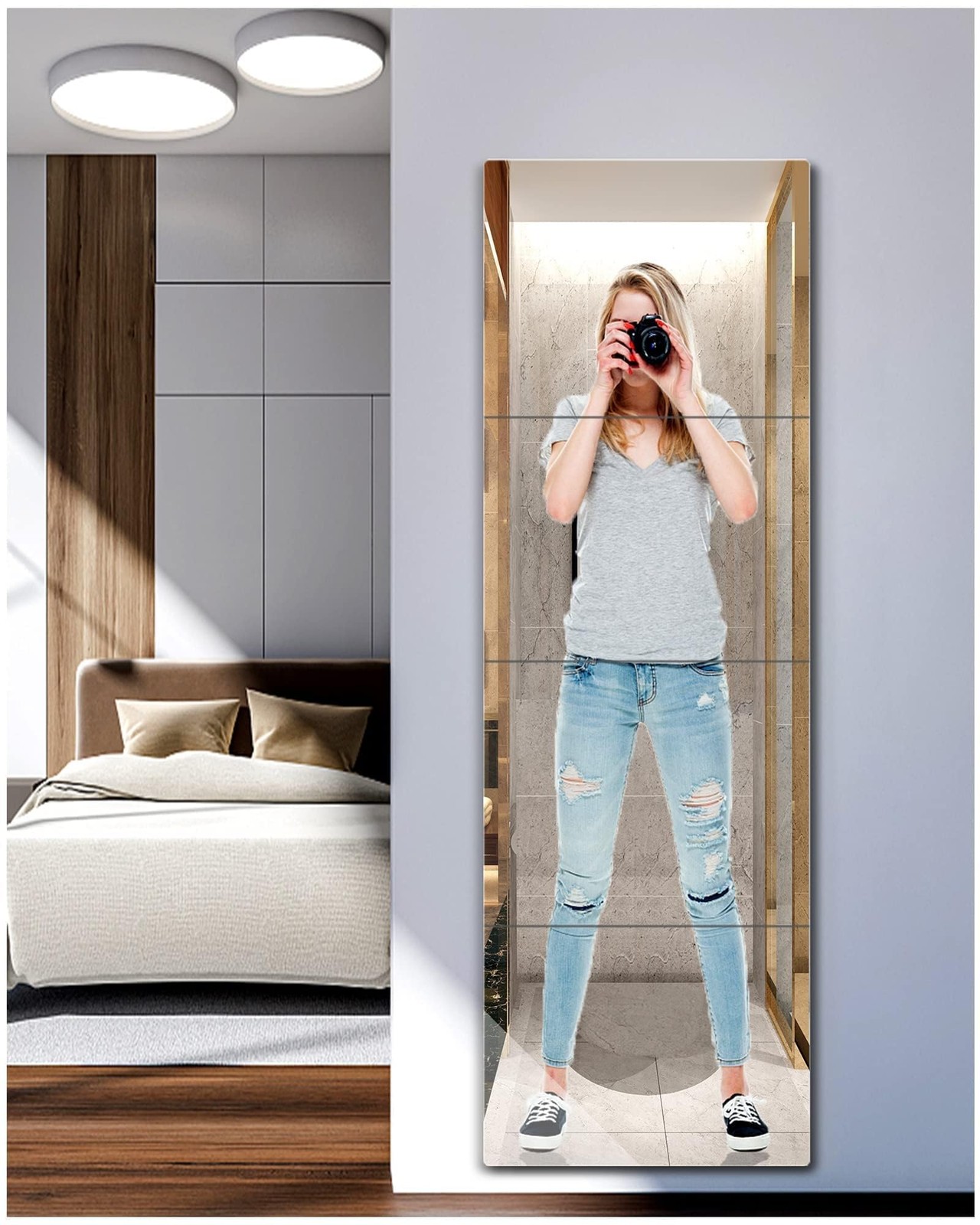 Unbreakable Full Length Mirror For Wall Mounted, Over The Door Mirror, Full B... gallery