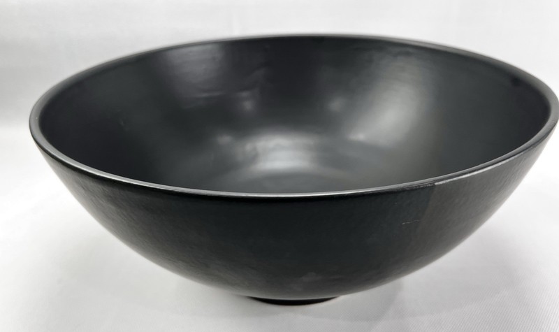 Large 16" Matte Black Ceramic Sculptural Centerpiece Bowl Modern Home Decor gallery