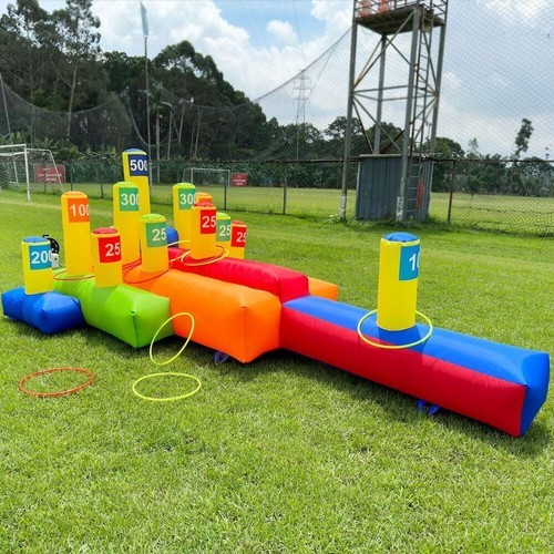 Inflatable Ring Toss Throwing Game w/Blower & 20 Rings – Interactive Hoopla Game gallery