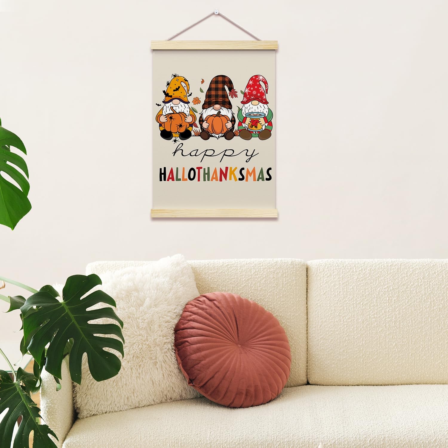 Happy Hallothanksmas Posters Hanger Frame Hanging Poster for Home Office BedR... gallery