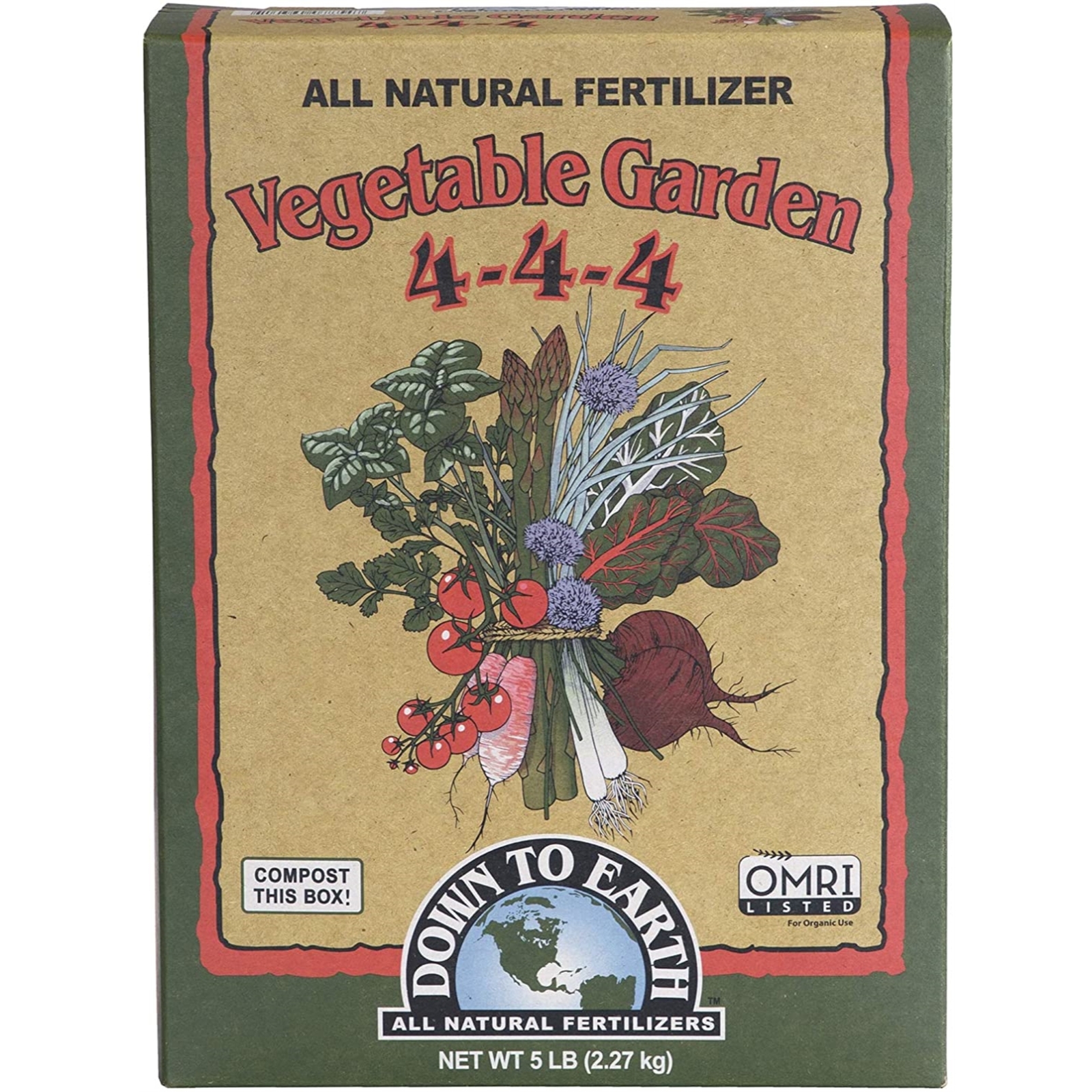 Down to Earth (#07854) Organic Vegetable Garden Fertilizer 4-4-4, 5# box gallery