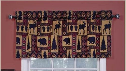 Pine Creek Lodge Tapestry Window Valance,Modern Rustic Woven Pattern 54"x16"-NEW gallery