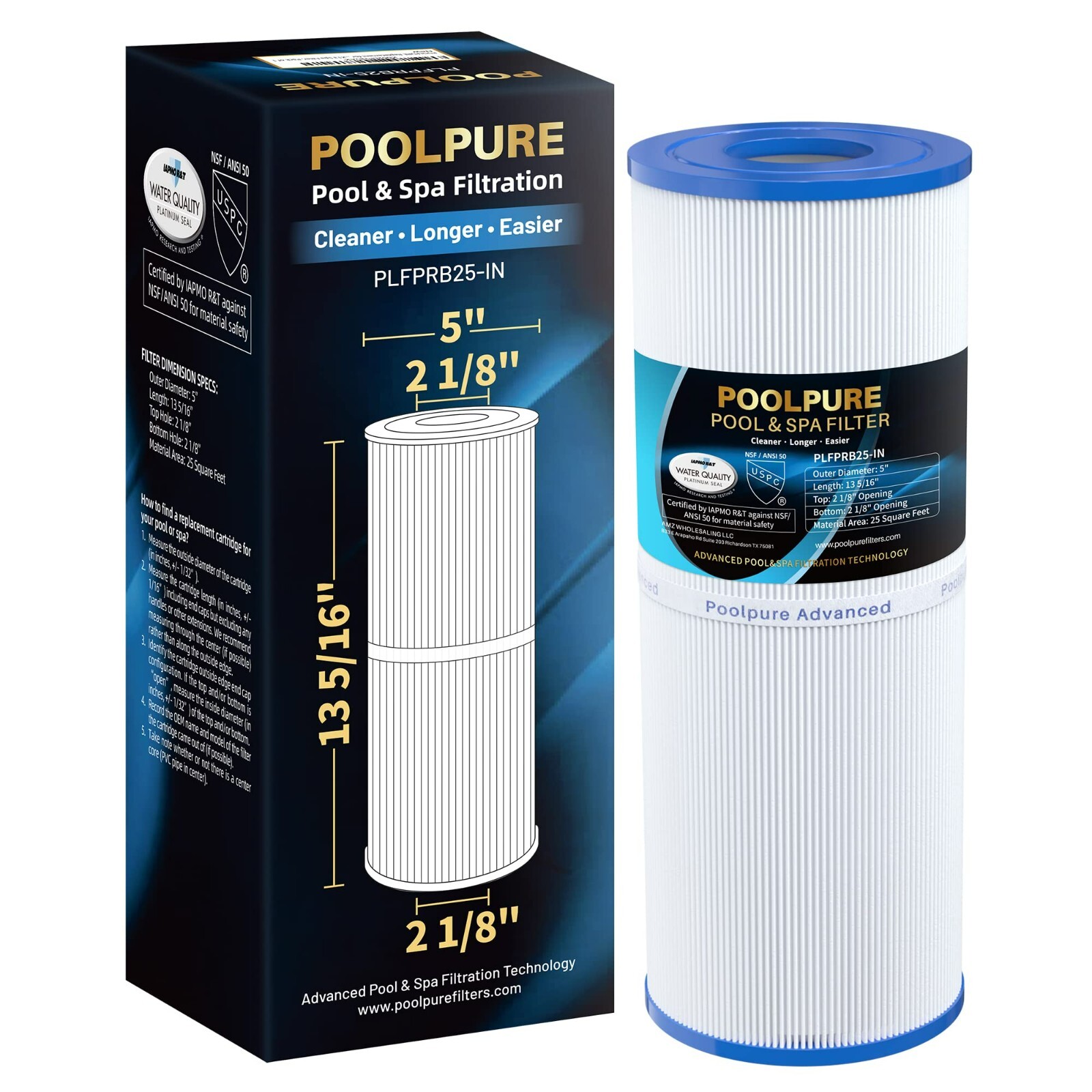 POOLPURE PLFPRB25-IN Hot Tub Filter Replace Unicel C-4326, Guardian 413-106 gallery