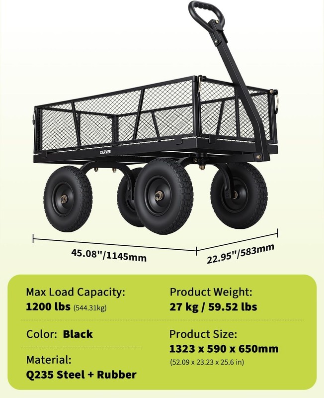 Garden Carts 1000lbs Yard Dump Wagon Cart Lawn Utility Outdoor Beach Heavy Duty gallery