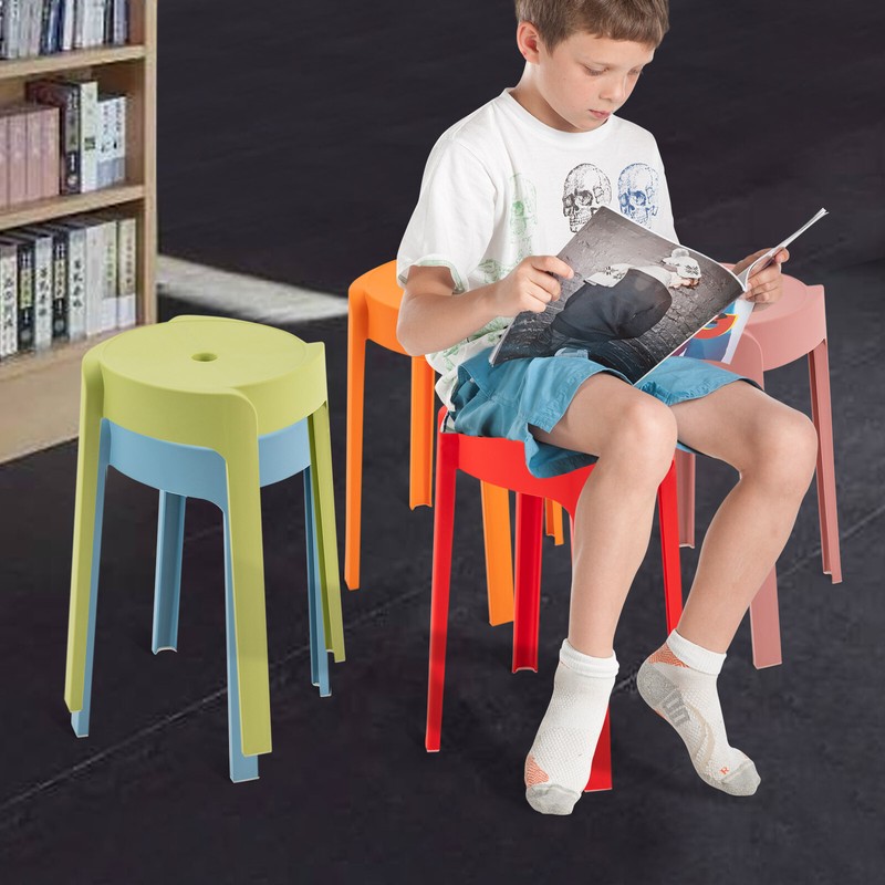 Multi-coloured 5PCS Plastic Bar Stacking Stools L-Shaped For Kids Students New gallery