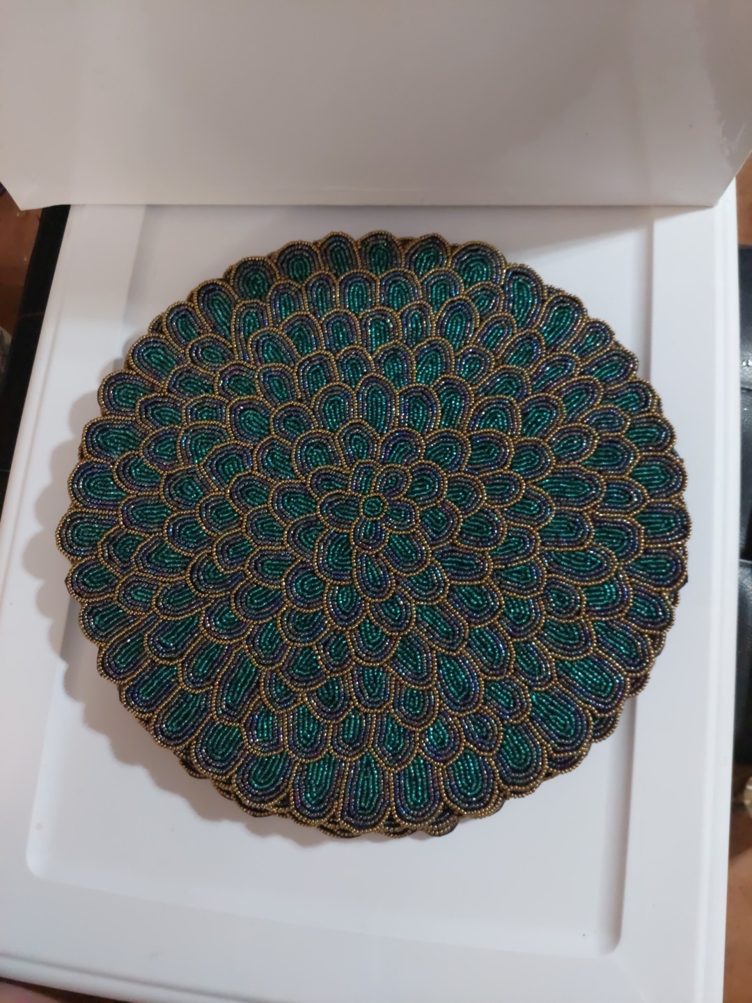 Beaded Round 15 Inch (purple,teal,gold)Scalloped Placemats (set of 6) gallery