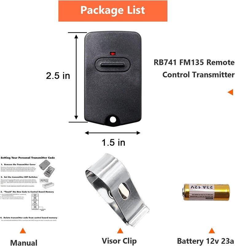 FM135 Gate Opener Remote Control - Compatible with Mighty Mule & GTO - 3 Pack gallery