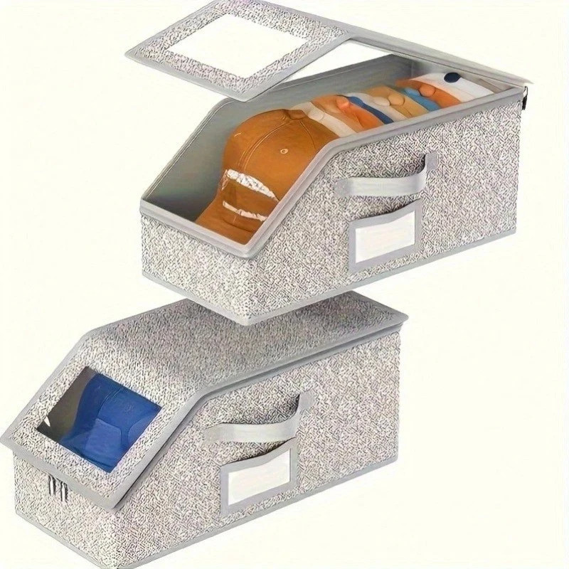 1/2x Stackable Hat Storage Organizer for Baseball Caps 24 Caps Hat Box with Lid gallery