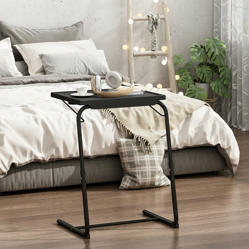 Portable Height Adjustable Laptop Table TV Tray Desk Overbed Stand w/Cup Holder gallery