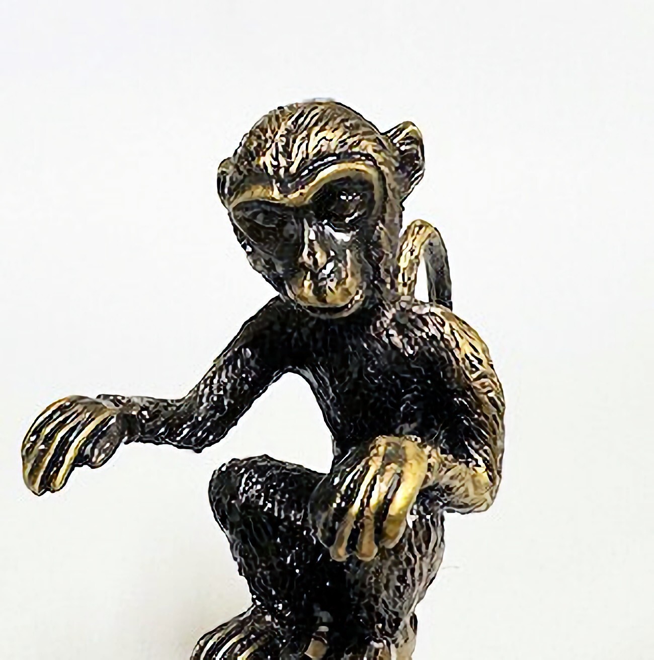 MONKEY WITH TAIL LAMP SHADE FINIAL ANTIQUE BRASS #5 gallery
