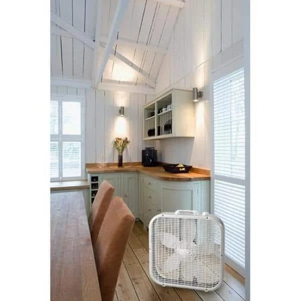 Lasko Energy Efficient 20 in. 3 Speed White Box Fan with Built-In Carry Handle gallery