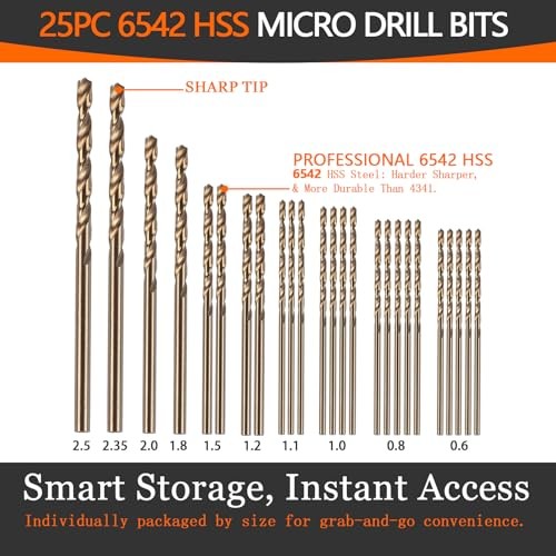 Pin Vise Hand Drill Set with 25 M2 Micro Twist Drill Bits (0.6-2.5mm) | for gallery