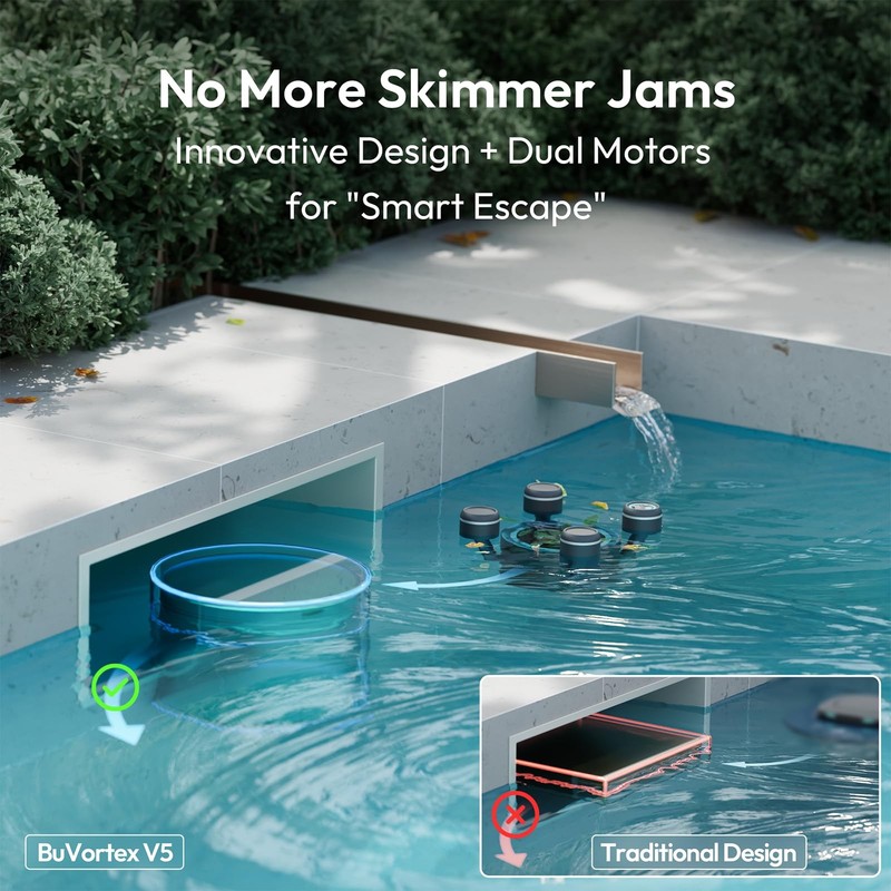 Pool Surface Skimmer Robot, Pool Cleaner with App Control,5L Filter, Dual Cleani gallery