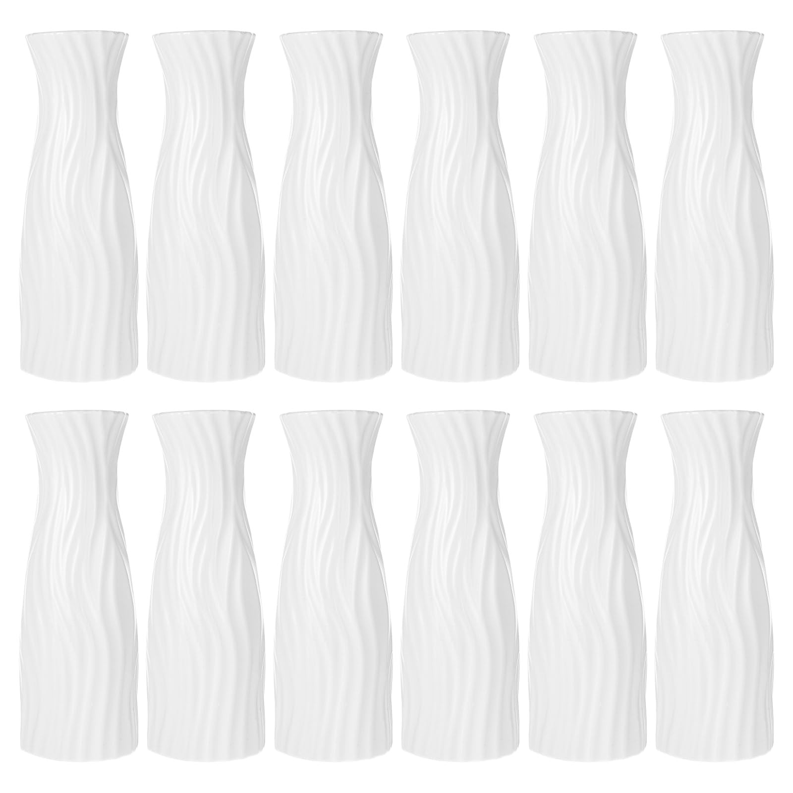 White Tall Conic Composite Plastic Floral Vase Unbreakable Centerpieces 12 PCS gallery