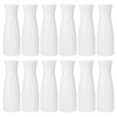 White Tall Conic Composite Plastic Floral Vase Unbreakable Centerpieces 12 PCS