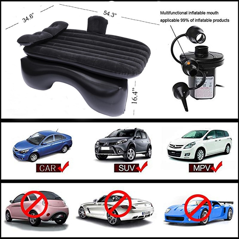 Inflatable Car Air Mattress Back Seat Bed with Air Pump53 "x 32.6" Portable T... gallery