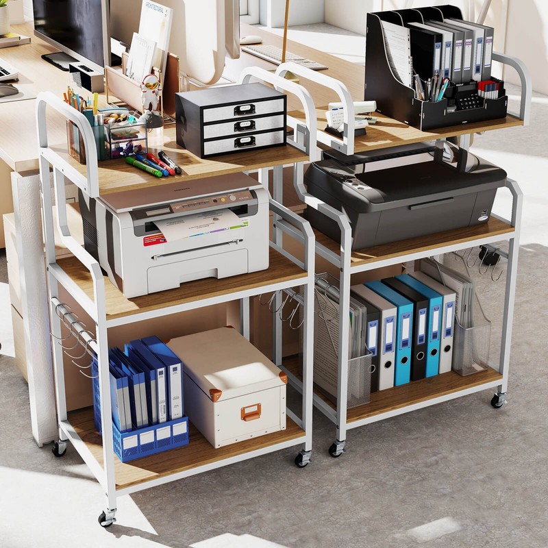 3-Tier Rolling Printer Stand Home Office Large Printer Cart with Storage Shelves gallery