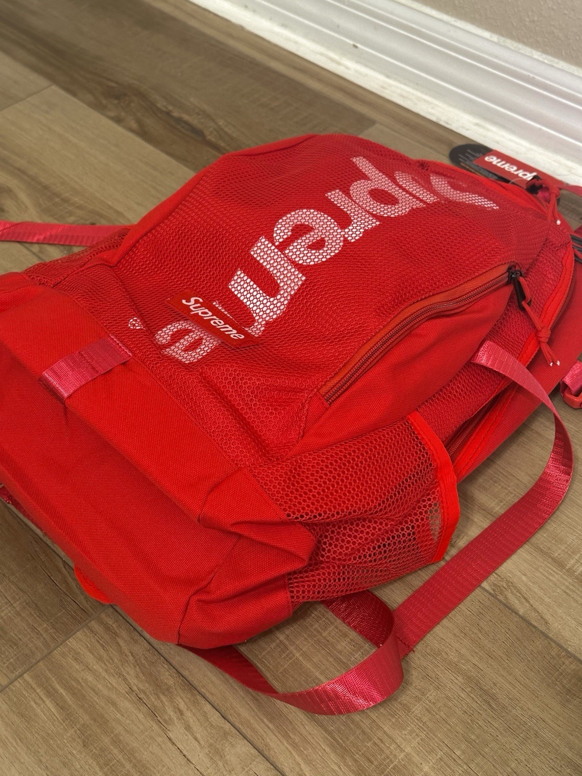Red supreme backpack  4