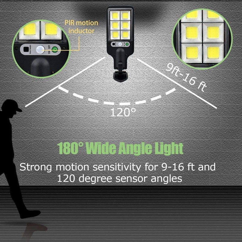 LED Solar Light Motion Sensor 3 Modes Flood Lamp Outdoor Street Wall Yard Garden gallery