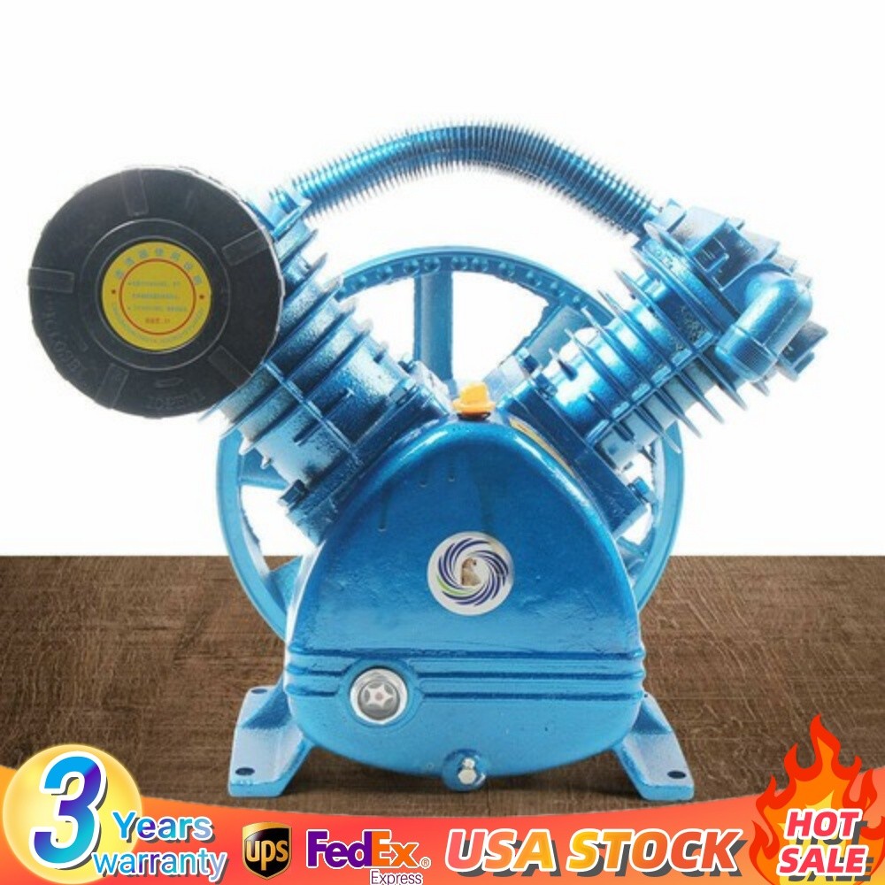 V Style Twin-Cylinder Air Compressor Pump Motor Head 2- Stage 175PSI 5HP gallery