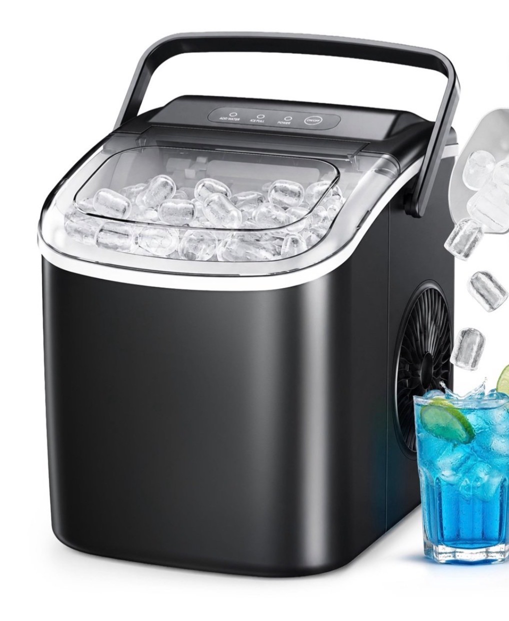 Simzlife 26 lbs/24H Countertop Ice Maker Machine, 9 Bullet-Shaped Ice in 6 Min, gallery