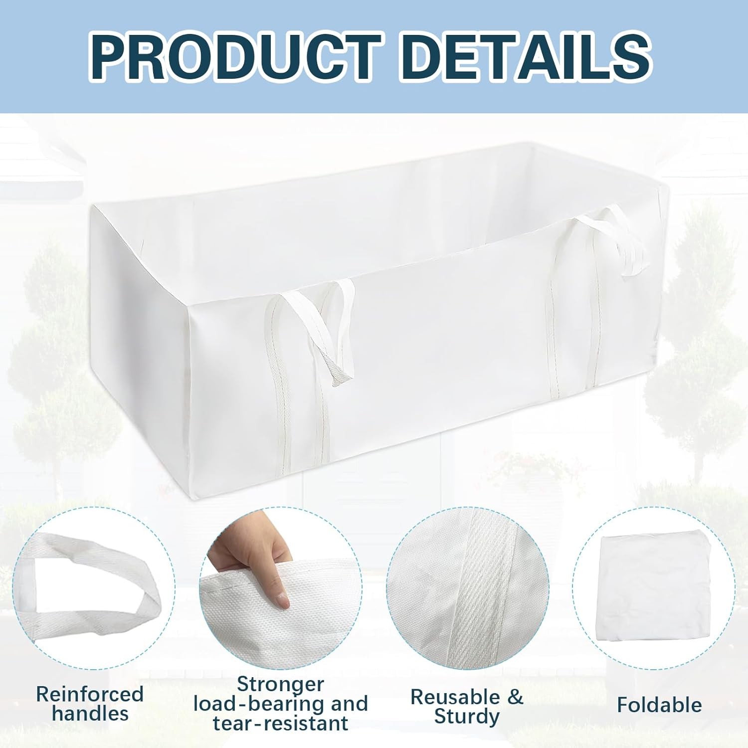 2Pcs 94 Inches Dumpster Bag White Yard Waste Bags Reusable Foldable Yard Trash gallery