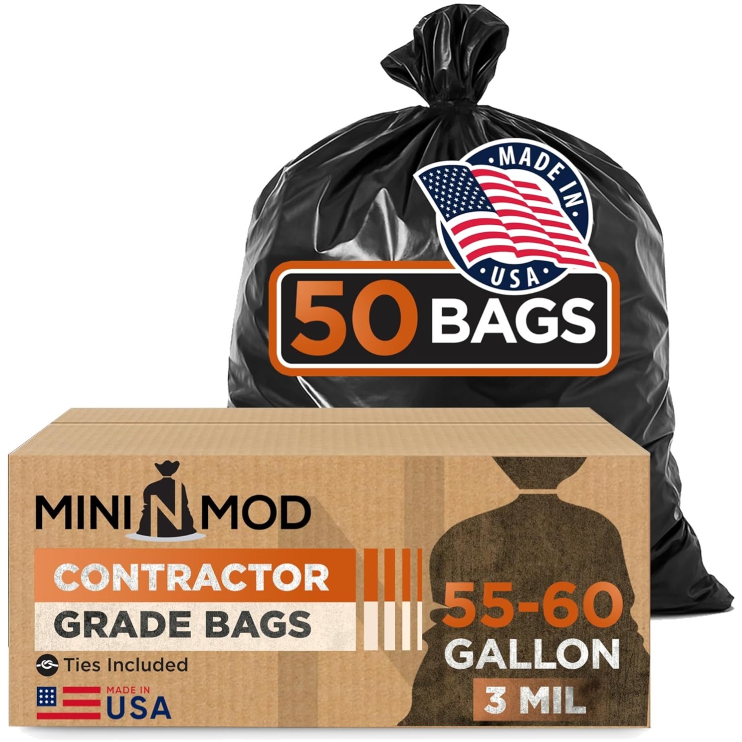 Contractor Garbage Bags 55 Gallon Heavy Duty | 50 Count | 3 Mil Construction ... gallery