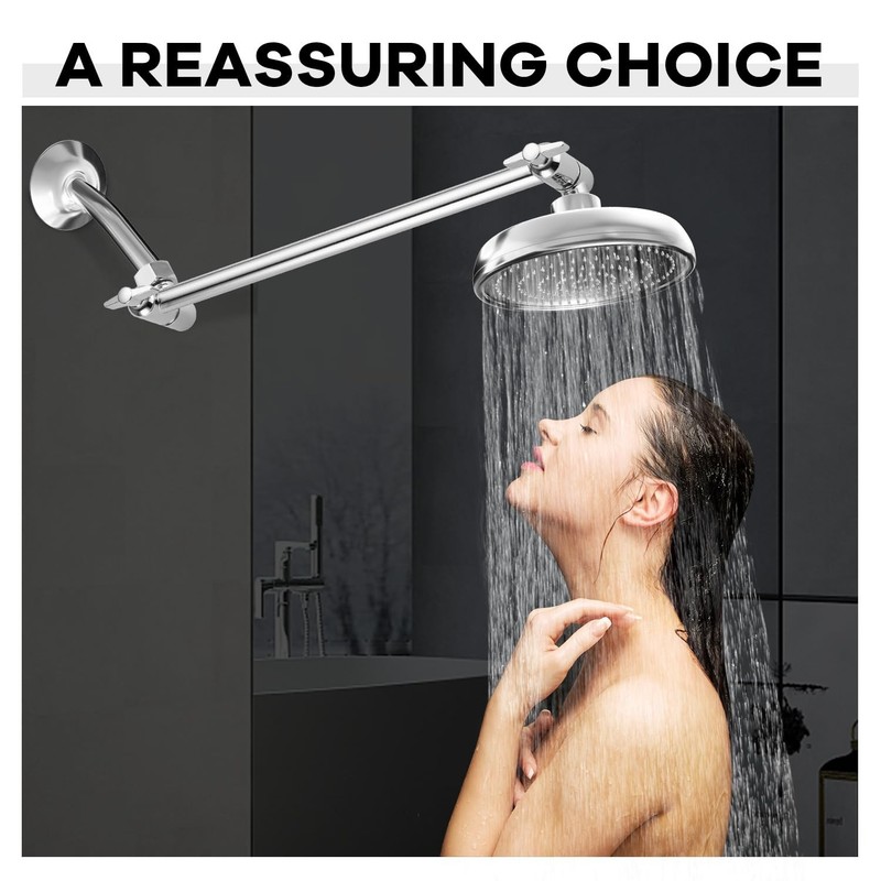 Rain Shower Head Extension Arm Stainless Steel Adjustable Shower Extension Ar... gallery