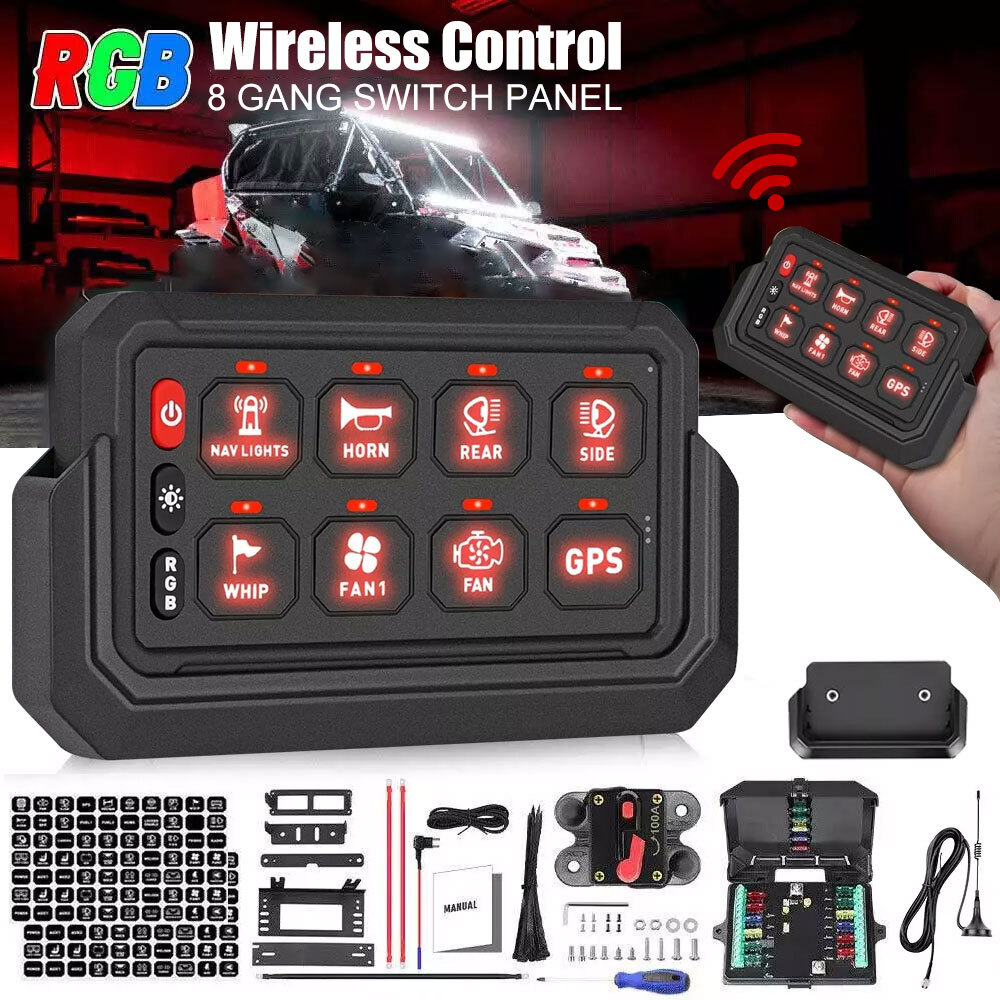 Wireless RGB 8 Gang Switch Panel 265 Ft Circuit Control Relay System Switch gallery