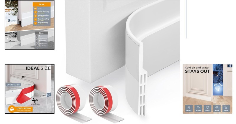 2-Pack Energy Saving Door Draft Stopper - Silicone Insulation gallery