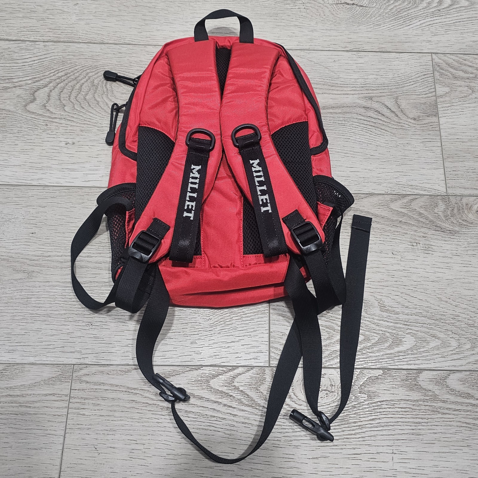 small Millet Backpack & Drawstring bag red Hiking Camping padded Zippered Sack  4