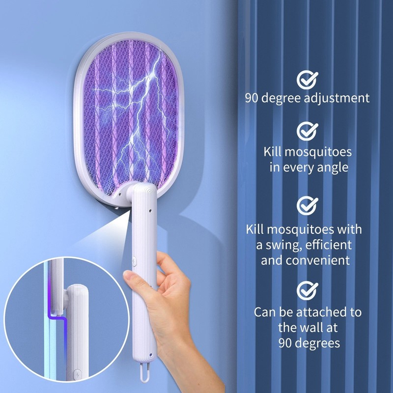 3 in 1 Bug Zapper Racket Rechargeable USB Mosquito Insect Fly Swatter 3-Layer gallery