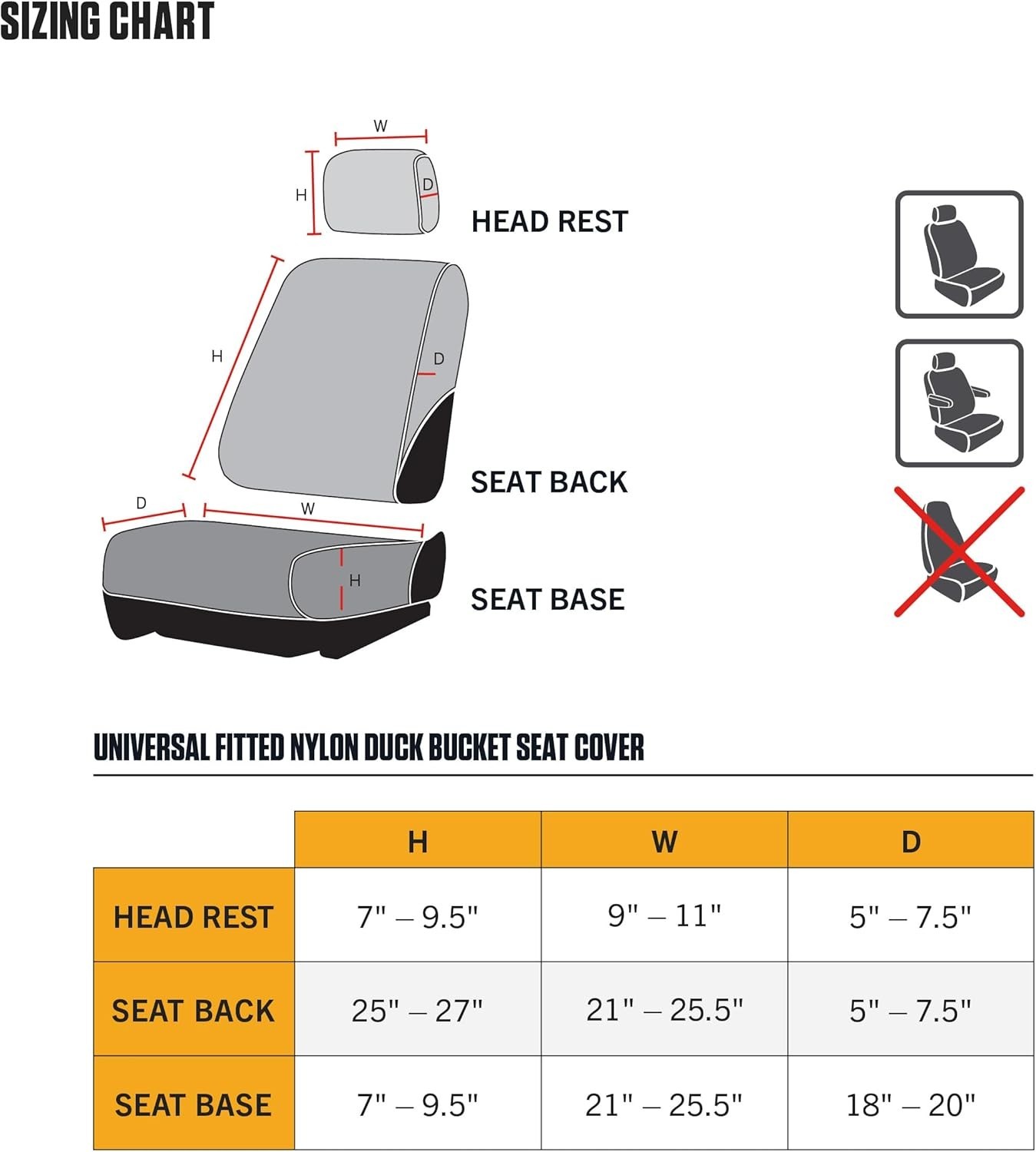Carhartt - Universal Nylon Duck Canvas Fitted Bucket Seat Cover, Black and Brown gallery