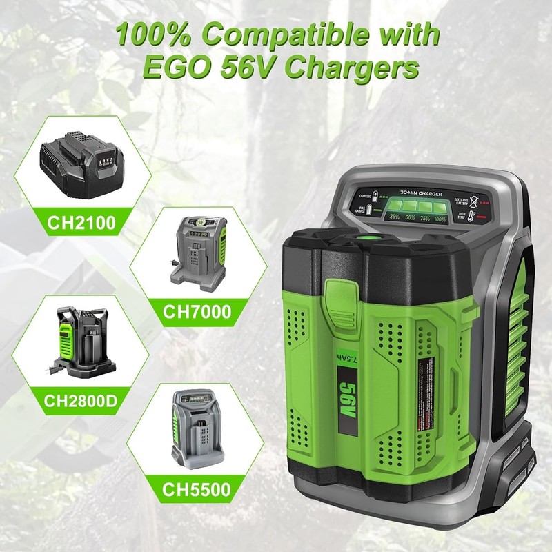 56V 7500mAh Replacement for EGO Battery 7.5Ah Lithium BA2800 BA4200 Power Tools gallery