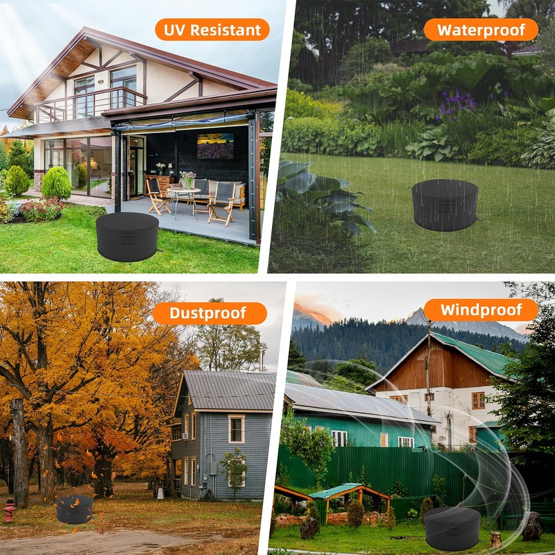 50" Round Fire Pit Cover, 600D Heavy Duty Fire Pit Cover, Waterproof & Windproof gallery