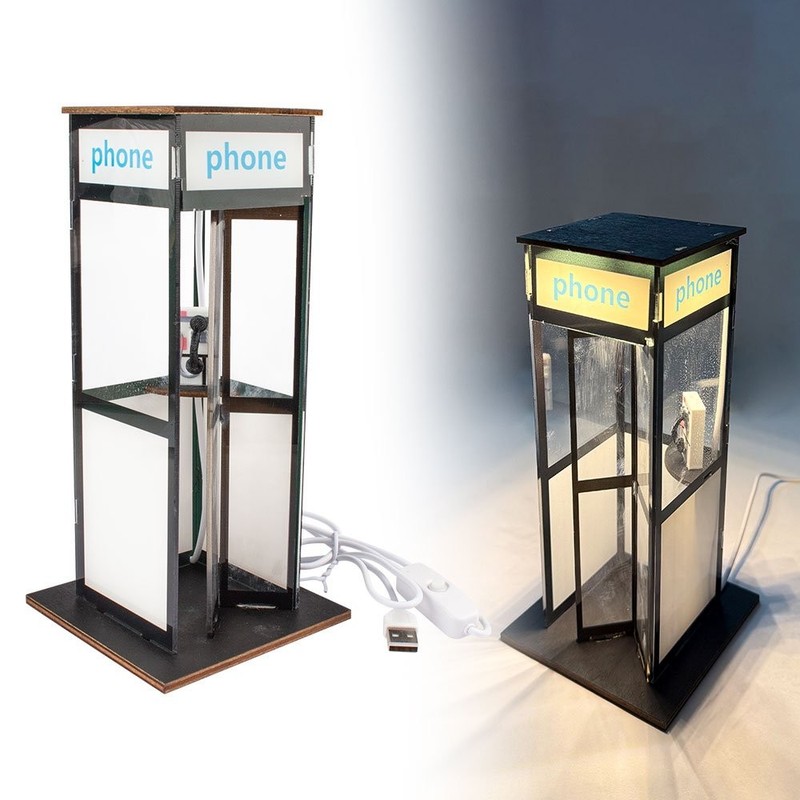 Retro British Style Mini Telephone Booth Night Light for Bedroom & Home Decor OY gallery
