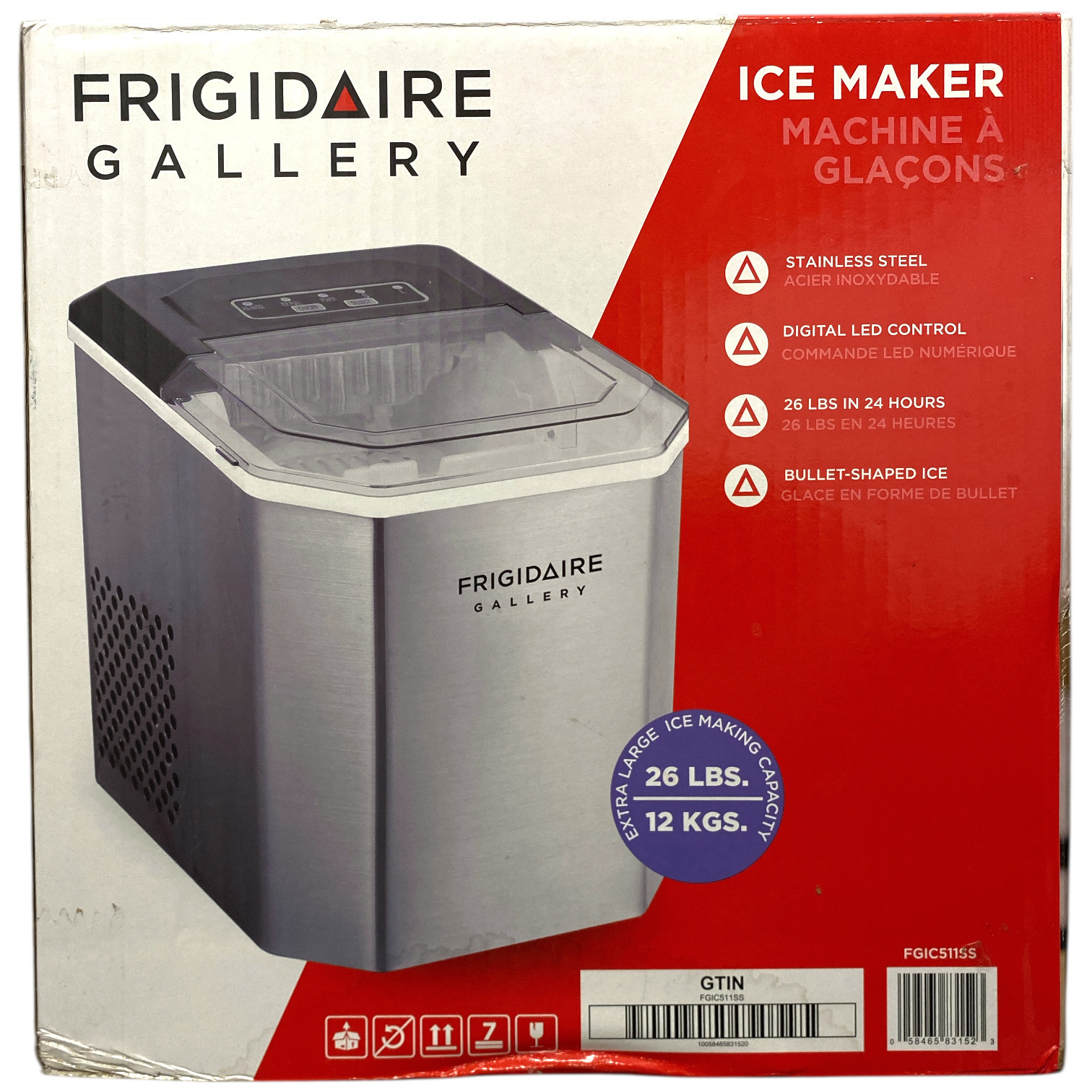 Frigidaire Gallery Stainless Steel Ice Maker, 26 lbs, FGIC511SS gallery