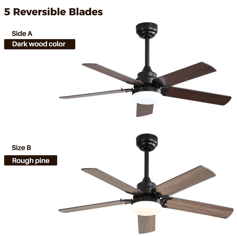 Modern Bedroom LED Ceiling Fan with Remote & Dual Finish Blades & Downrod Option gallery