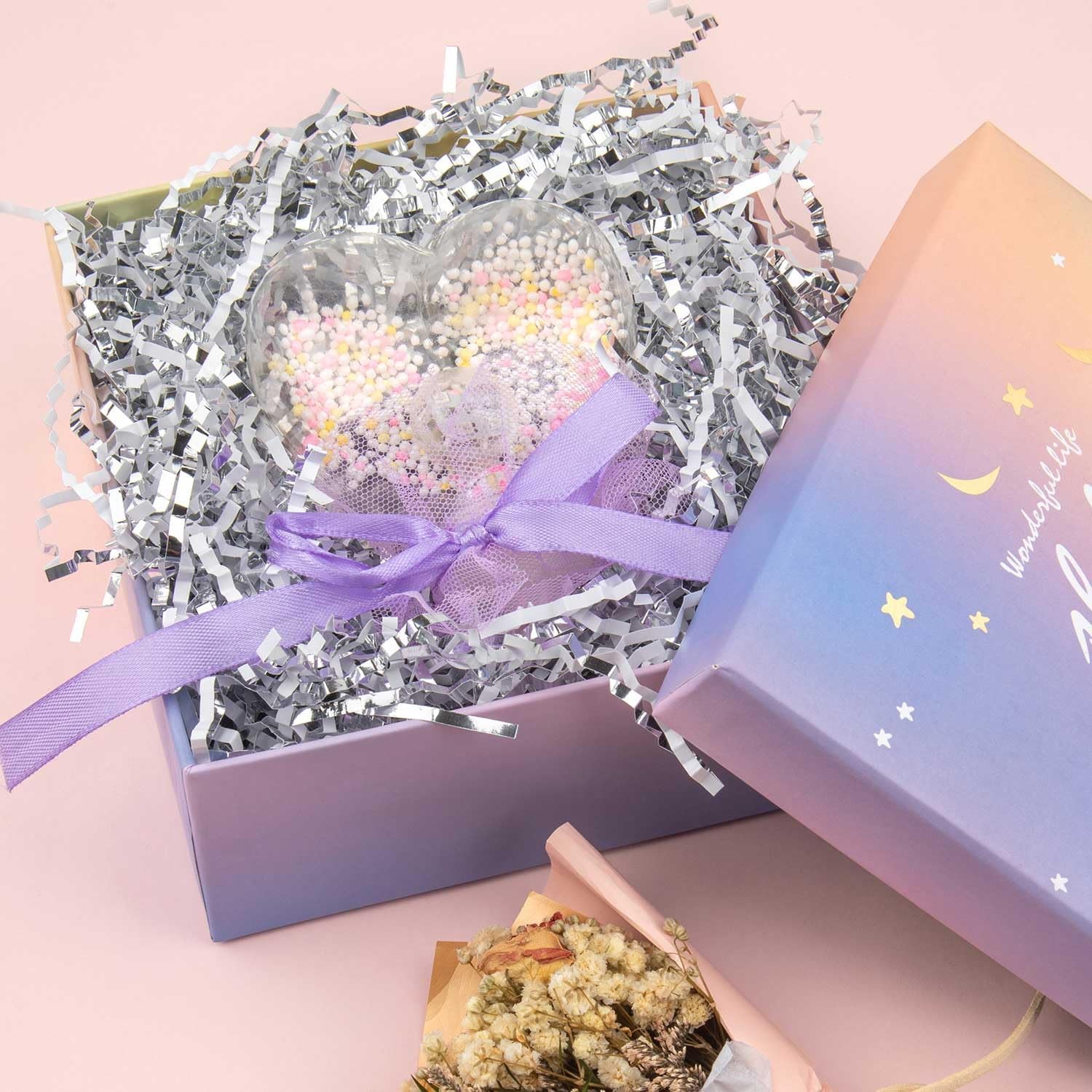 4.5oz Crinkle Cut Paper Shredded Filler Gift Baskets Box Stuffing White Silver gallery