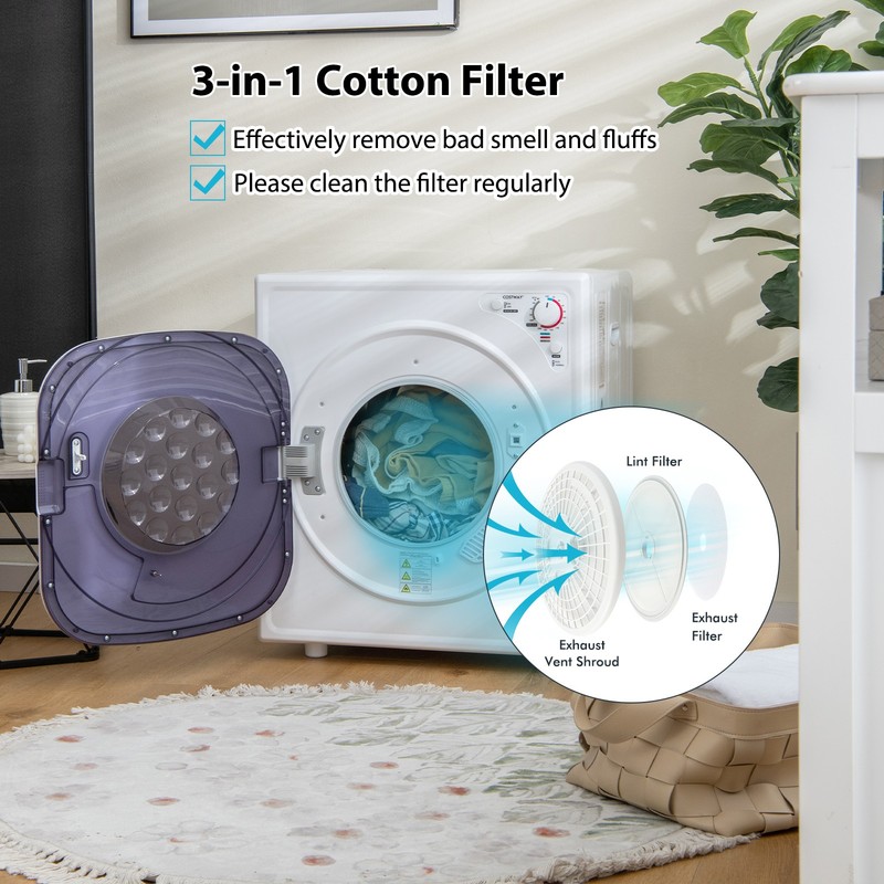 1500W Electric Tumble Compact Laundry Dryer Stainless Steel Tub 13.2 lbs gallery