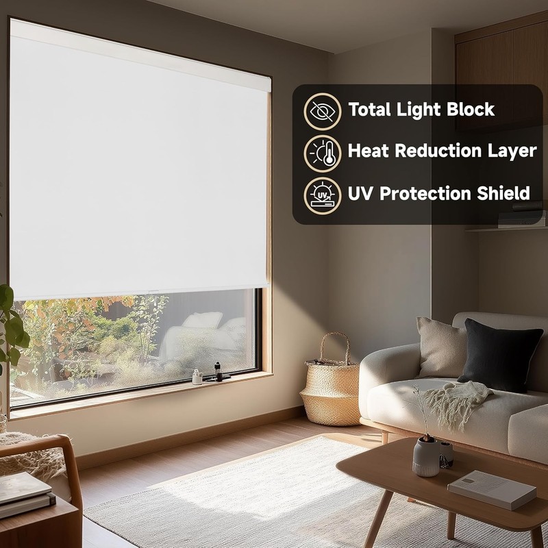 ColourTree Cordless Blackout Roller Shades, Thermal Insulated, UV Protection gallery
