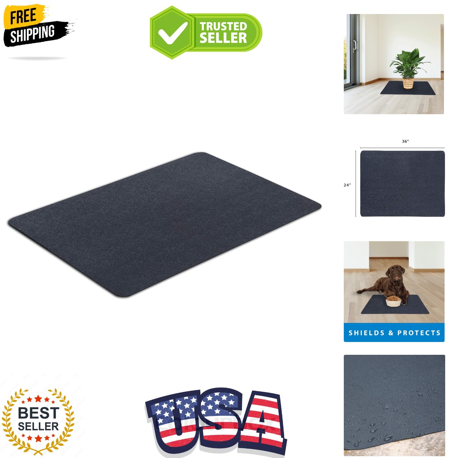 Multi-Purpose Recycled Rubber Floor Mat for Indoor or Outdoor Use, Utility Ma... gallery