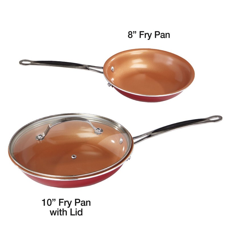 BulbHead (10824) Red Copper 10 PC Copper-Infused Ceramic Non-Stick Cookware Set gallery