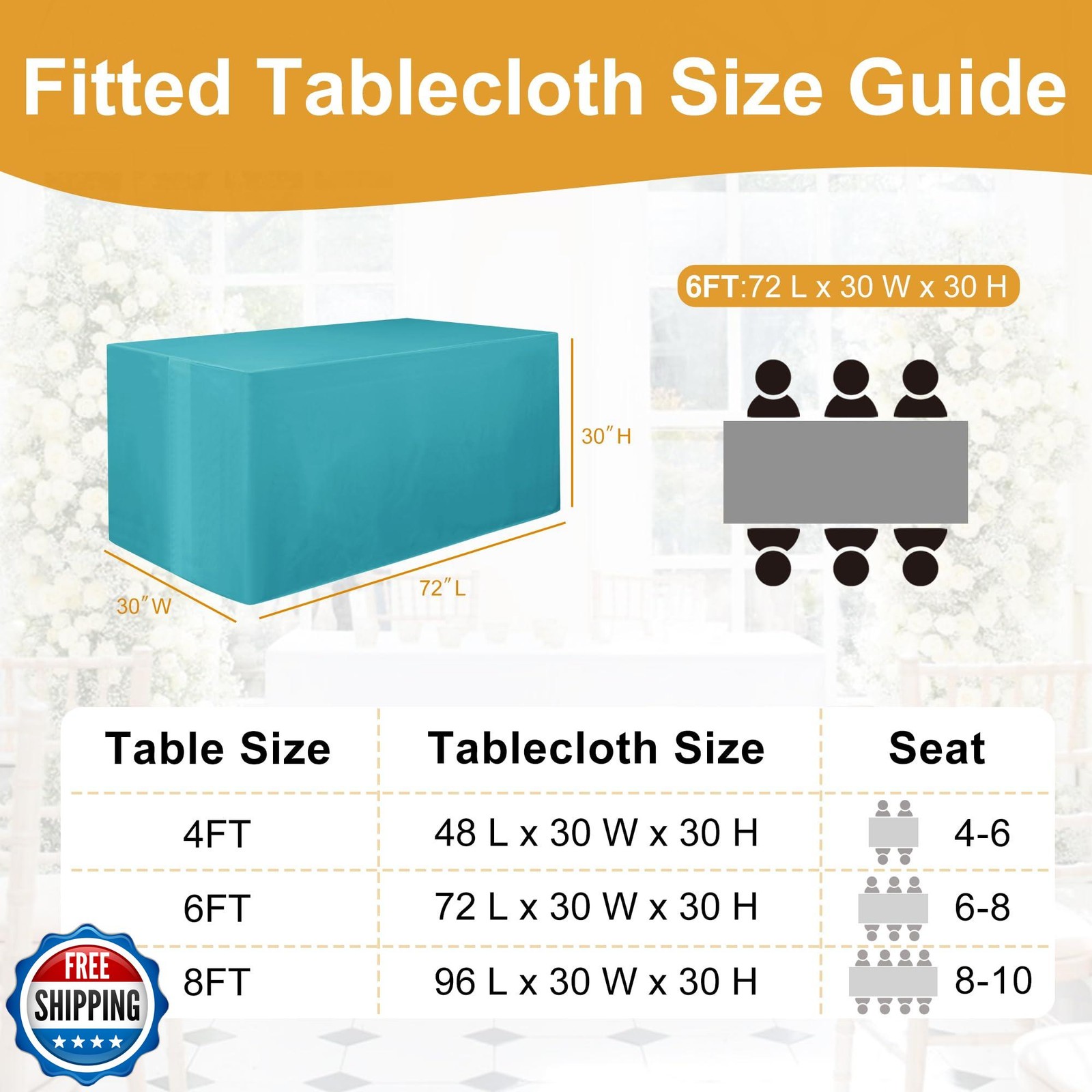 Hiasan Turquoise Waterproof Fitted Tablecloths 2 Pack, 30 x 72 Inch Tear Resi gallery