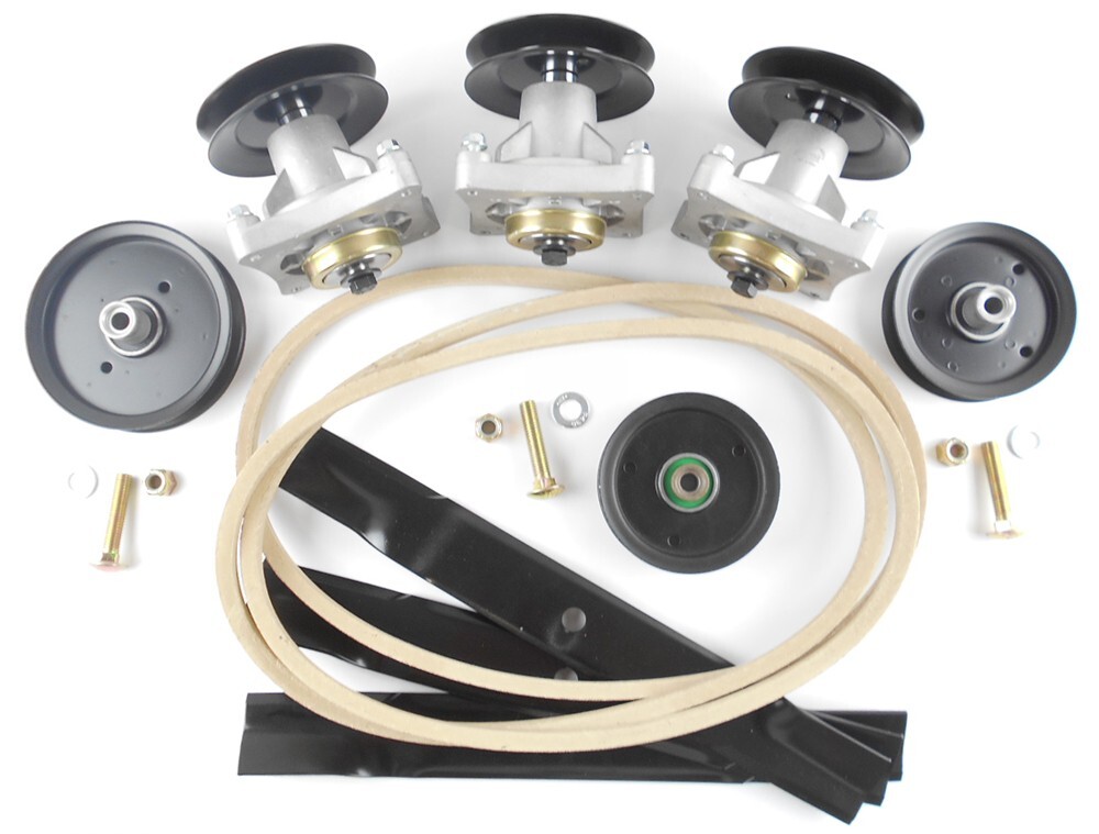 Hustler Raptor 52" Ultimate Deck Rebuild Kit, Spindles, Pulleys, Blades, Idlers