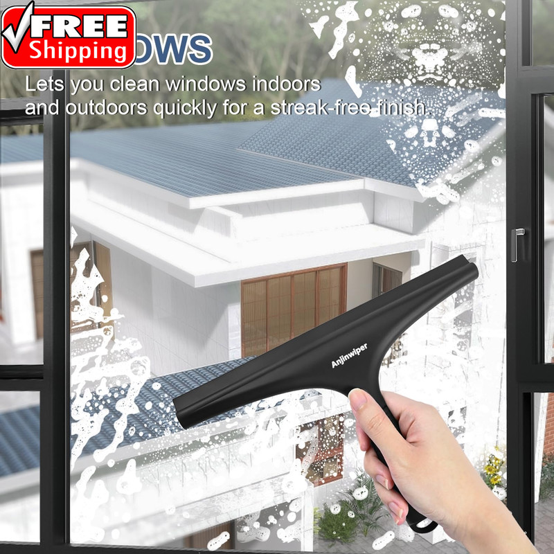 All-Purpose Shower Squeegee for Glass Doors with Hook, Silicone Squeegee for Sho gallery