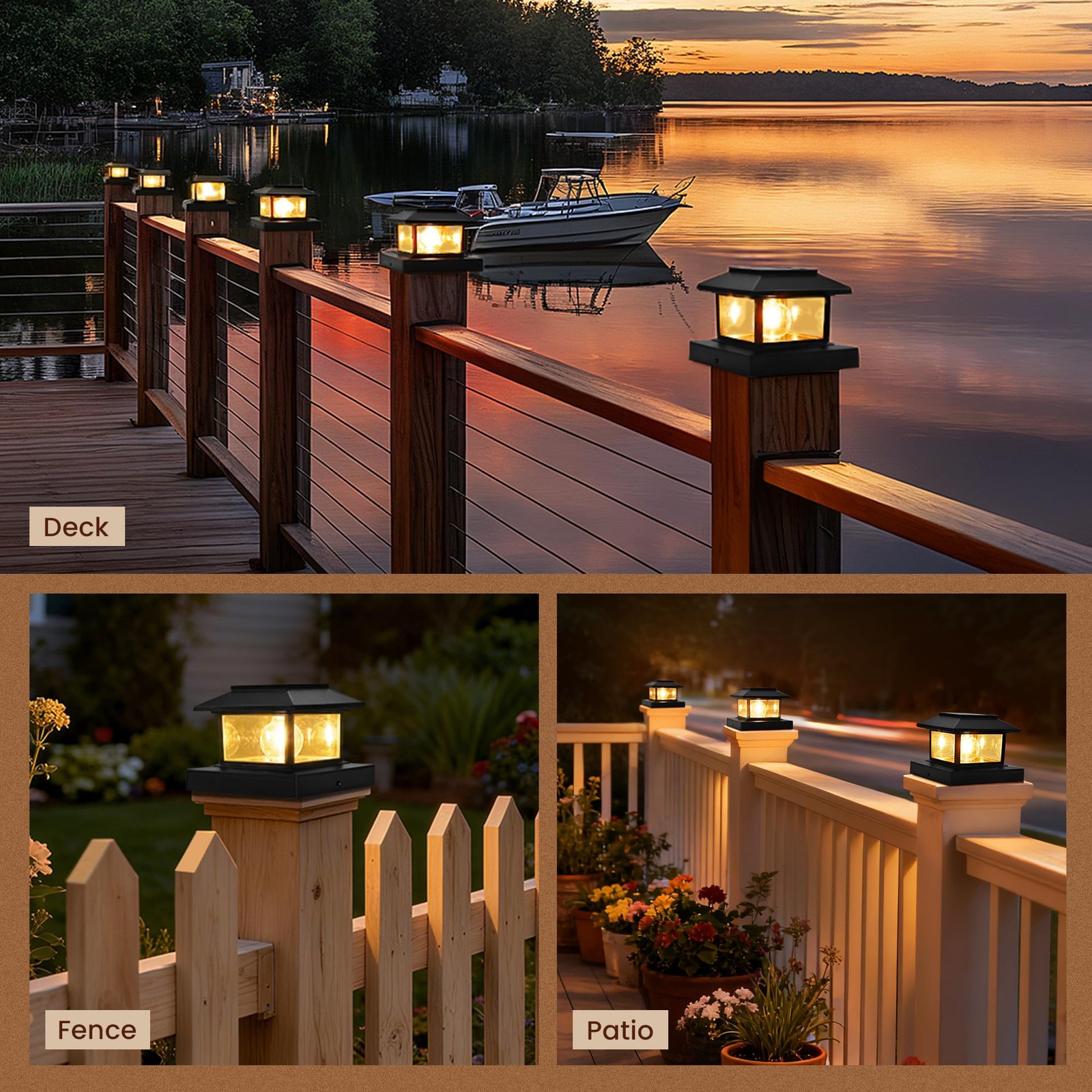 PEVOROS 6 Pack Solar Post Cap Lights Outdoor, Waterproof Fence Post Solar Lig... gallery