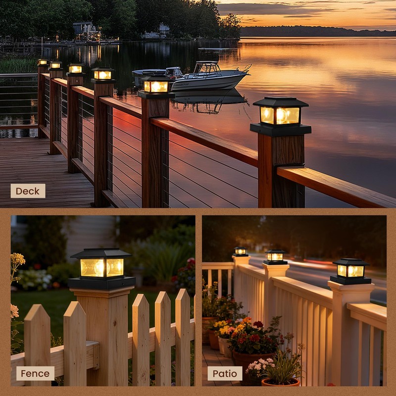 PEVOROS 6 Pack Solar Post Cap Lights Outdoor, Waterproof Fence Post Solar Lig... gallery