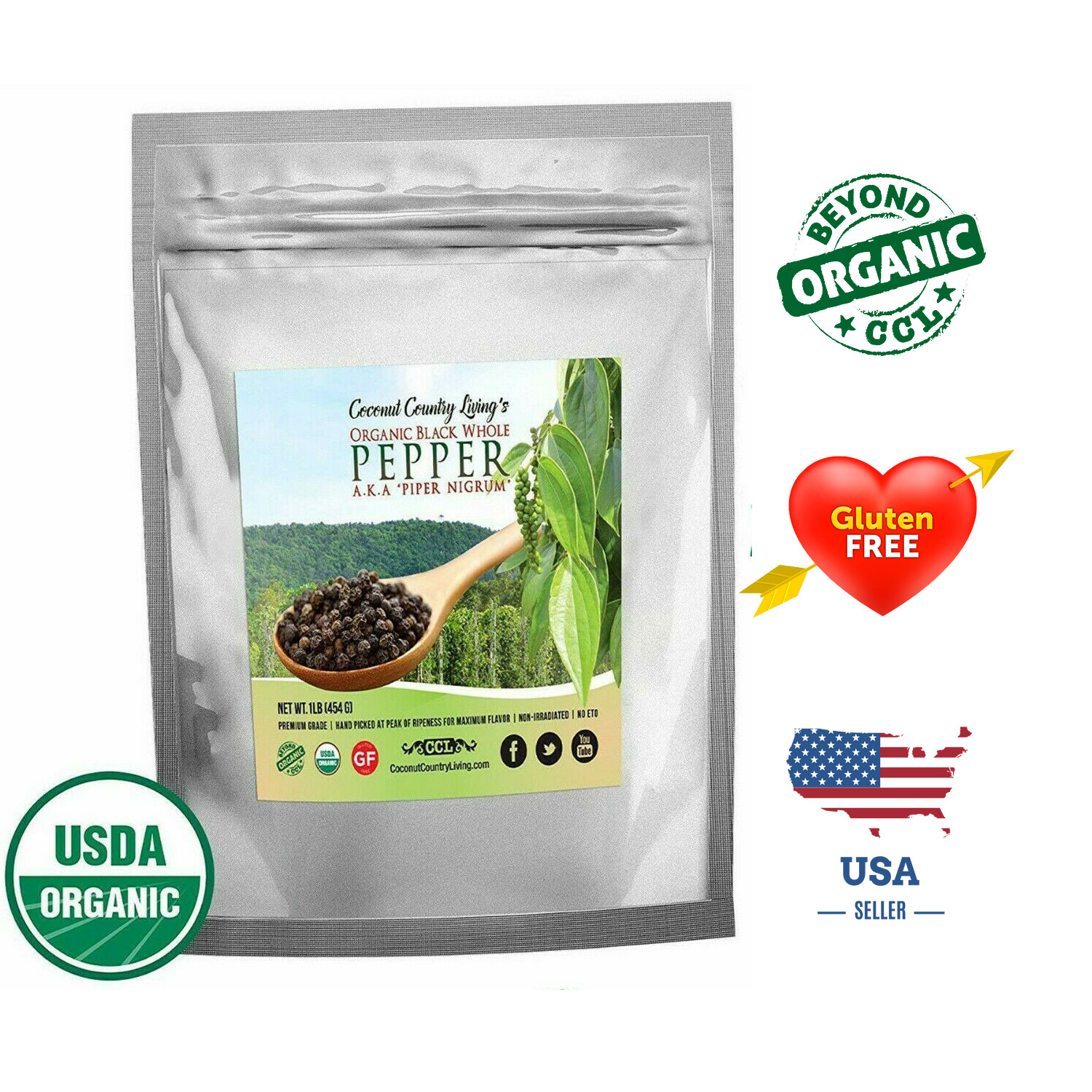 Organic Black Peppercorns Whole, Premium Organic Black Pepper for Grinder gallery