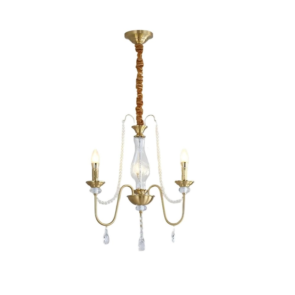 Simple American Style 3-Light Solid Brass Chandelier